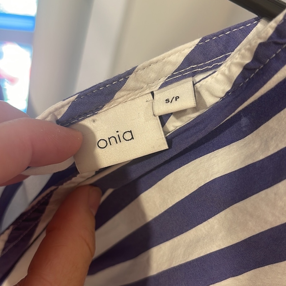 Onia Alessandra Plunging Striped Swim Coverup Dress White Mini Batwing Size S/P - Picture 4 of 5